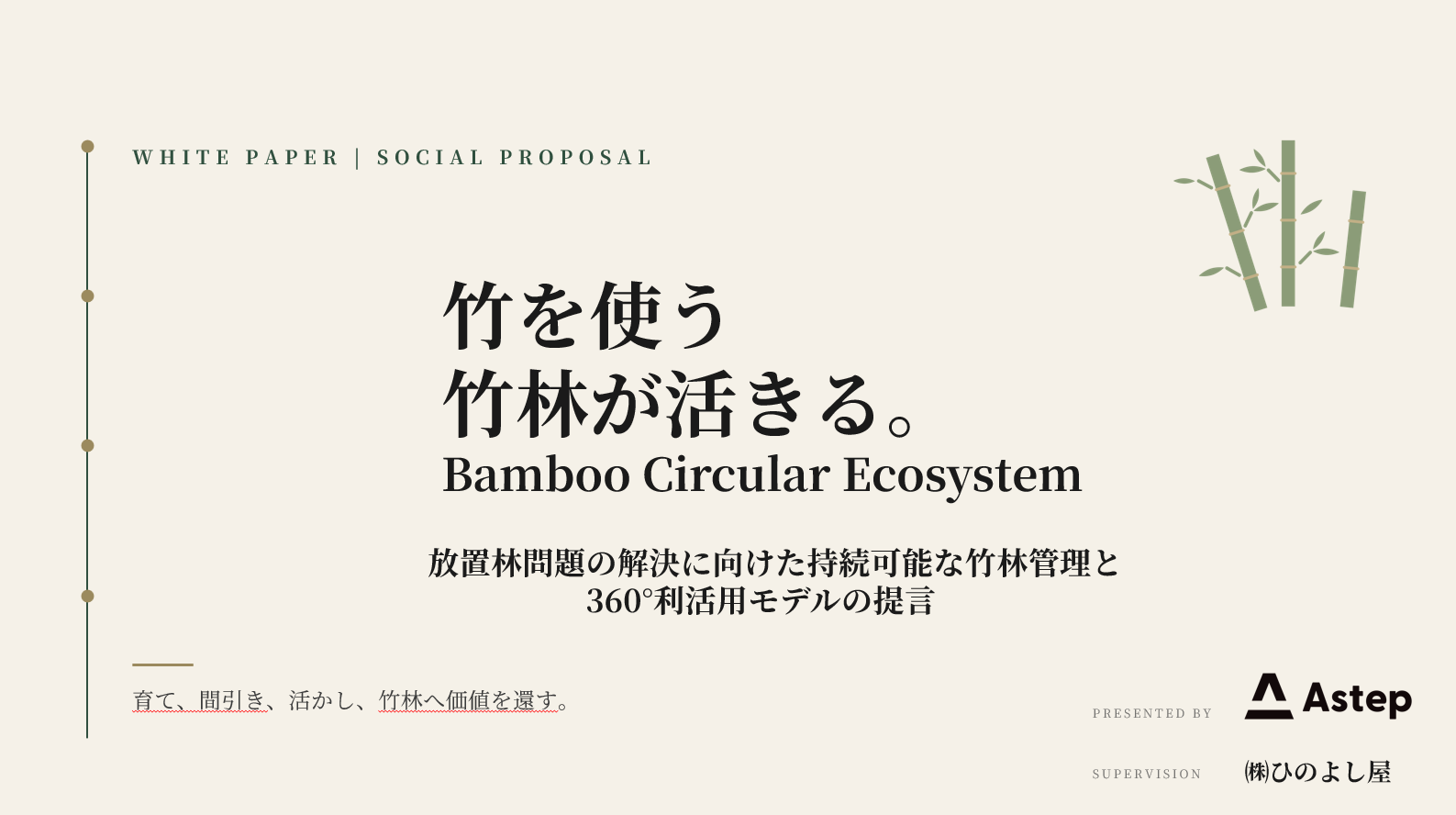 WHITE PAPER 
竹を使う、竹林が活きる。
Bamboo Circular Ecosystem